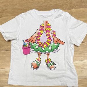 Stella McCartney Kids White Tee with Colorful Beach Graphic